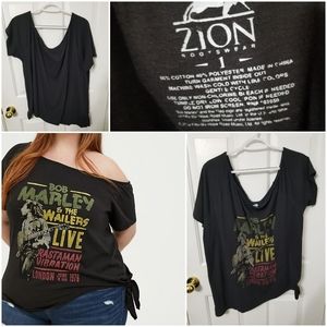 Torrid Bob Marley Black tie off shoulder Tee